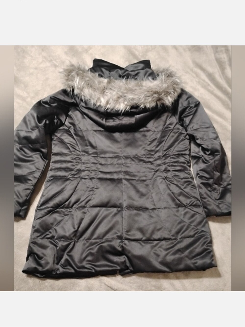 St Johns Bay Faux Fur Fleece Lined Black Heavyweight Puffer Jacket MP long Coat